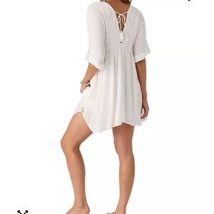 O'Neill White V-Neck Linen Mini Dress